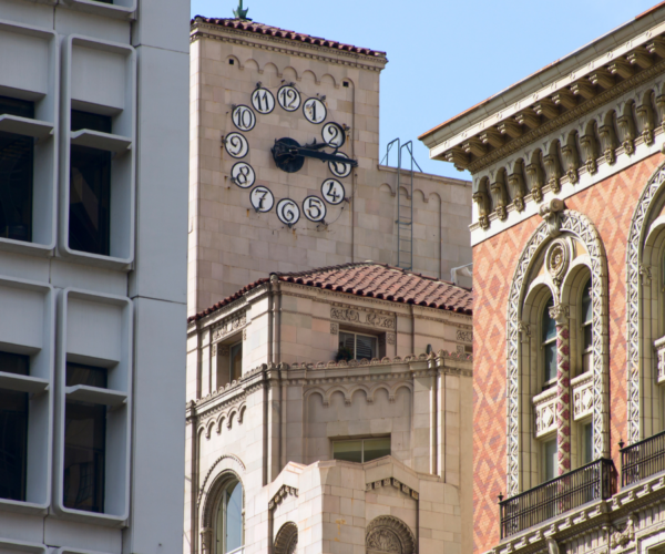 Historic buildings and facades in Los Angeles.