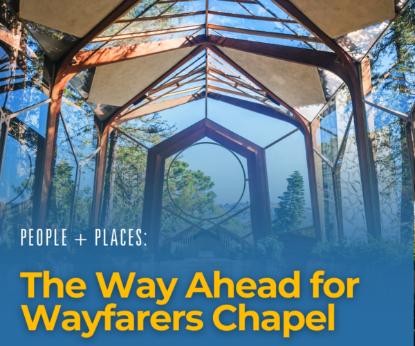 Interior of open-air chapel on a bright, sunny day.